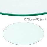 Glasplatte Rund: 700mm Durchmesser | 8mm Dick