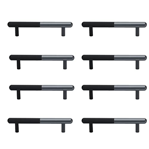 WYQSX 8 poignées de meuble noires, poignées d'armoire moletées en alliage de zinc Poignées pour armoires de cuisine Poignées de tiroir de cuisine, Utilisées pour les armoires Cuisine Armoire… Cover