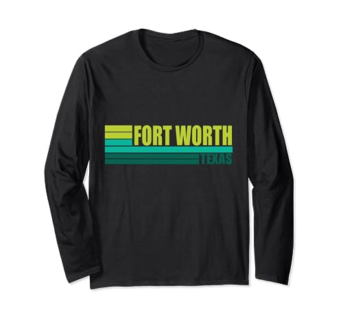 Verde Retro Vintage Fort Worth Texas TX Maglia a Manica