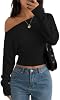 Suéteres Cortos para Mujer ZESICA, de Hombros Descubiertos y Cintura Ajustada, Ropa de Otoño 2