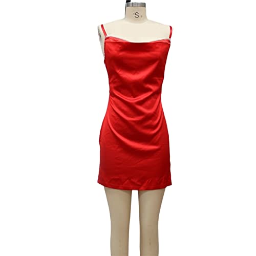 IJNHYTG Te Hace más Exquisito Vestido de Falda Corta Delgada con Minifalda y Tirantes a la Moda for Mujer (Size : M)