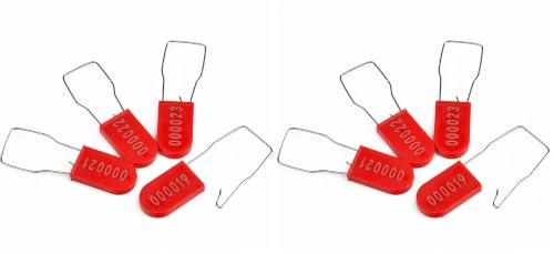 Image of 100PCS Plastic Padlock Security Seals Metal Wire Padlocks Electric Meter Seal Disposable Anti-Tamper Lock Numbered Anti Tamper Tag Hasps Red (Pack of 2)