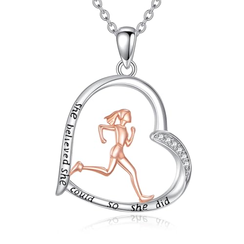 YAFEINI Sports Necklace 925 Sterling Silver Baseball/Basketball/Tennis/Running/Volleyball Pendant Necklace for Women lovers and Fans Jewelry Gifts
