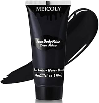 MEICOLY Black Cream Face Body Paint, 2.37Oz Large Tube Water Based Clown Black Makeup,Body Paint for Adults and Kids,Halloween SFX Skull Joker Zombie Vampire Skeleton Goth Spider Cosplay Makeup