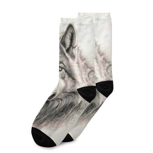 1 Pair Mountain Wolf Crew Socks Breathable Compression Athletic Socks for Women Men Sport Running Cycling3