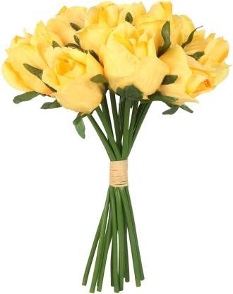 TIED RIBBONS Set of 12 Artificial Rose Flowers Bunches for Vase (24 Cm,Yellow)-Home Decoration Gift Items for Living Room Corner Table Top Bedroom Wedding Party Events (Pot Not Included) – Polyester TIED RIBBONS Set of 12 Artificial Rose Flowers Bunches for Vase (24 Cm,Yellow)-Home Decoration Gift Items for Living Room Corner Table Top Bedroom Wedding Party Events (Pot Not Included) – Polyester