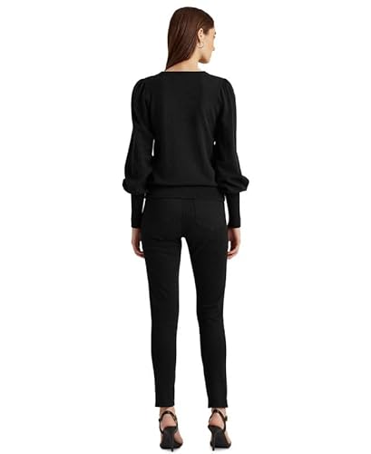 Lauren Ralph Lauren Women's Puff-Sleeve Cotton-Blend Sweater (Black, Medium) #TOP3