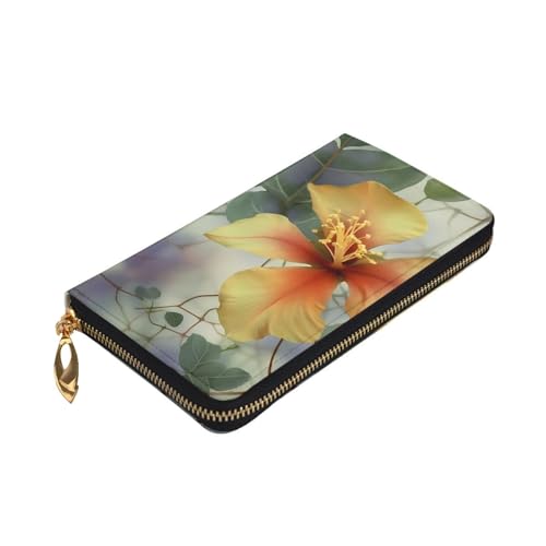 Green Eucalyptus Leaves Wallet for Men Women Long Purse Leather Clutch Large Business Handbag Travel Phone Holder Credit Card Holder Money Case with Zipper Leather Wallets Gift3