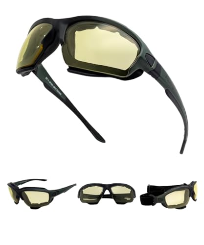 SOL PRO Powersport Sunglasses, Motorcycle Riding Safety Goggles, Night Vision, Anti-Fog, Dust-Proof, Wraparound, Fit Men Women, Mowing, Riding, Hunting