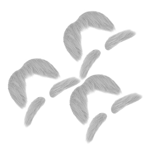 Fausses moustaches ensembles de sourcils auto-adhésifs en fibres pelucheuses pour hommes
