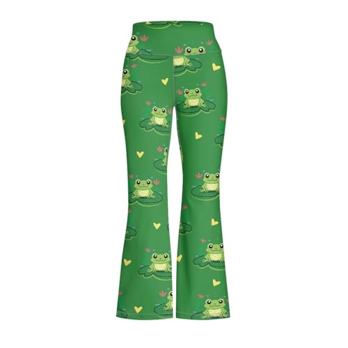 AmzPrint Wide Leg Bell Bottoms for Girls Yoga Flare Wide Leg Tummy Control Stretchy Pants Size 5-64