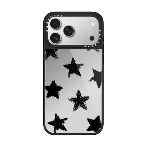 CASETiFY ���^�� �O���[�Y iPhone 17 Pro Max �P�[�X [�����h�~/����(�X�}�z�J�o�[) / MagSafe�Ή�] - Star Marks - �V���o�[ (�u���b�N�o���p�[)