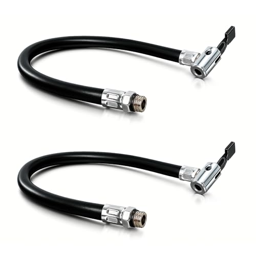 leruiyezs Tuyau Gonflage Pneu Universel Embout Gonflage Pneu Voiture avec Raccord Rapide, Tuyau de Gonflage de Pneus Flexible 38 cm pour Pompe à Air,...