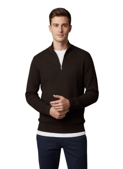 Image of Men's Full Sleeve Winter Wool Half Zipper Pullover Sweater