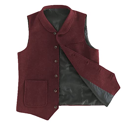 Gilet vintage à chevrons pour homme en laine mariage bordeaux XXL