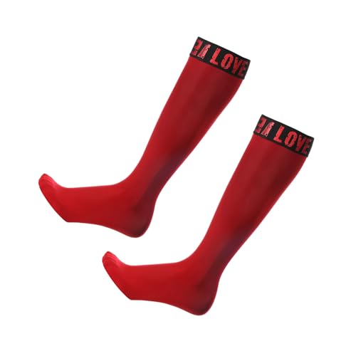 Sock,Men's Business Dress Socks Nylon Silk Letter Patchwork Oil Glossy Long Tube Stockings for Office and Formal Wear