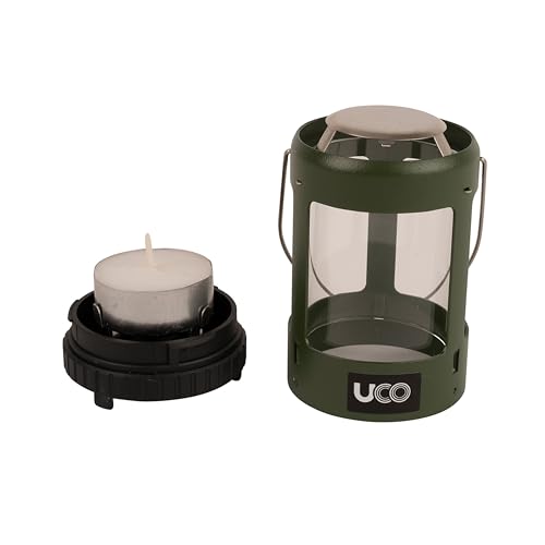 UCO Mini Laterne Kerzenhalter Kit 2.0 mit Teelichtern und Tragetasche, pulverbeschichtet grün