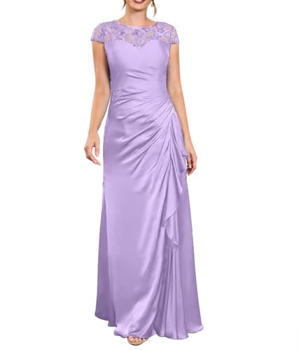 Robe de mère de la mariée satin manches courtes dentelle robe de bal