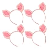 FRCOLOR 4個プラッシュ 豚耳ヘッドバンド ピンク 着脱可能 調節式 スキンケア用 ヘアアクセサリー 動物コスプレ ハロウィンパーティー 髪留め 子供用大人用兼用