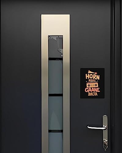 Image of MDF Fridge Magnet with Funny Quotes Horn Nhi Gaane Baja Magnet Stickers for Home Decoration