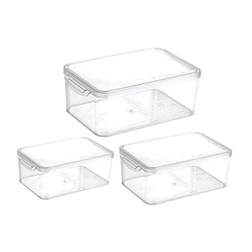 Cabilock 3Piezas Contenedores de Almacenamiento Congelador de Cajas Herméticas de Plástico Organizadores de Refrigerador Reutilizables Verduras y Frescos