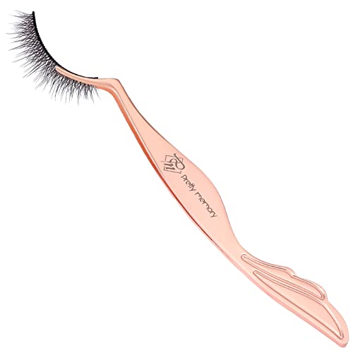 Pretty Memory Eyelash Applicator Tool Diy Lash Tweezers Curved Eyelash Tweezers For Easy Lashes Application And Removal, Rose Gold #TOP6
