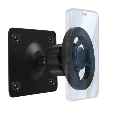 GSRUAN Magnetic Wall Mount Phone Holder Compatible with MagSafe Aluminum Black 360 Degree Rotation for iPhone 12/13/14/15/16/17 Plus Pro Mini