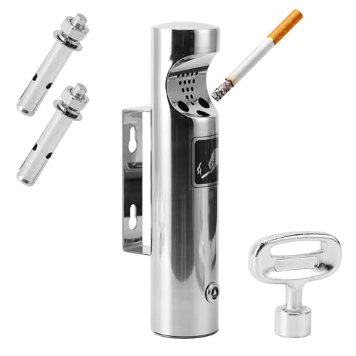 Outdoor Cigarette Butt Disposal, Lockable Wall Mounted Ashtray with Key,