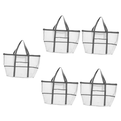 DOITOOL 2pcs Tote Handle Mesh Toy Use Bag Beach Organizer for Organizers Shower Basket Outdoor with, Whitex5pcs, 59x36cmx5pcs