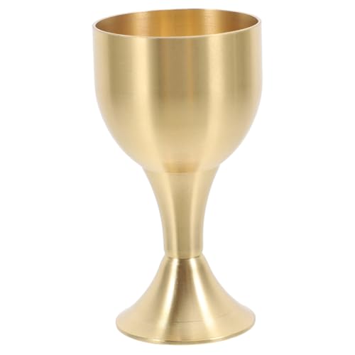 DRESSOOS Copa de Aleación de Cobre Dorada para Altar Diseño Retro, Taza de Metal Lisa y Práctica Adecuado para Meditación y Decoración Hogar