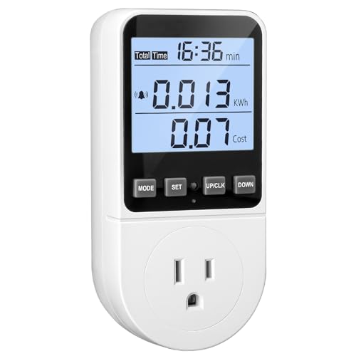 Upgraded Watt Meter Watt Usage Meter Plug Home Energy Monitor Consumption Electricity Usage Monitor Energy Voltage Amps Kill Tester with Backlight Overload Protection 8 Modes Display