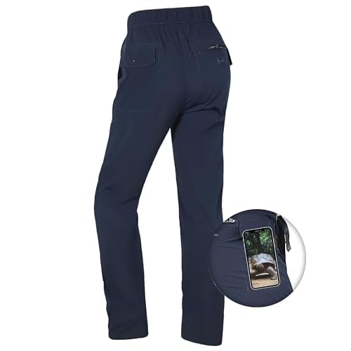 Women's Hiking Pants Quick Dry Lightweight Water Resistant Elastic Waist Travel Camping Outdoor Cargo Pants for All Seasons Medium Navy