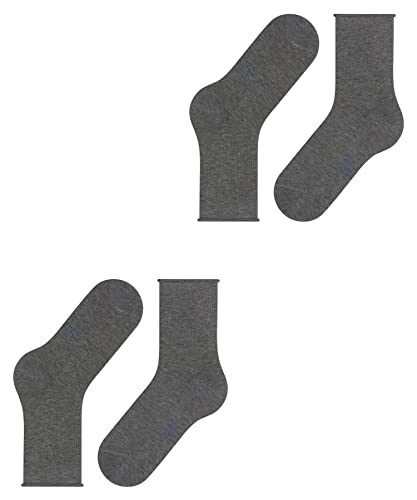 Image of FALKE Womens Happy 2-Pack Socks Light Grey EU 35-38 (US Women's 5-7.5) One Size
