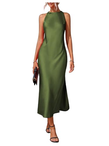 Image of Floerns Women's Elegant Sleeveless Crew Neck Maxi Dress Slit Cocktail Tank Dress