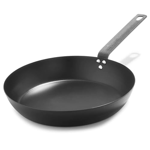 Comparison: Best Pan For Searing Meat Merten & Storck Pre-Seasoned Carbon Steel 12” Frying Pan Skillet, Use on Induction, Stove and Grill, Durable, Even-Heating, for Searing, Grilling, Oven Use, and Campfire, Indoor/Outdoor