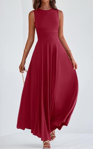 Image of PRETTYGARDEN Womens Summer Dresses 2026 Casual Sleeveless Crewneck Aline Maxi Dress Stretch Tank Flowy Long Dresses