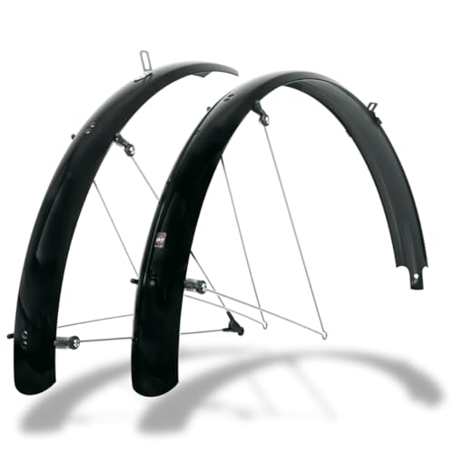 SKS GERMANY BLUEMELS Basic 26' 60MM Set Juego de Guardabarros (de Robusta construcción en sándwich, Sistema de Seguridad ASR, puntales en V con Puentes fijos para un Ajuste Flexible), Negro