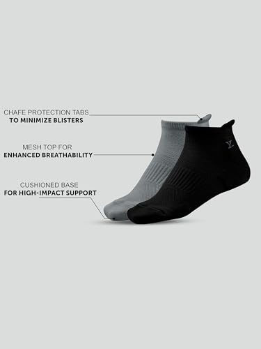 XYXX Mens Intellieaze Ankle-Length Socks 2-Pack, Icy Grey+Pitch Black - Image 4