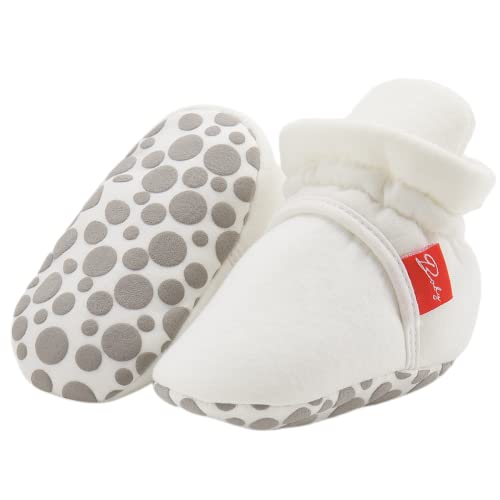 Image of KIDSUN Infant Baby Boy Girl Cozy Fleece Bootie Newborn Stay On Slipper Winter Warm Gripper Non-Slip Crib Shoes