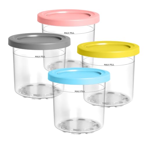 vione Creamy Behälter für Ninja Creami NC300EU 4 Stück Eismaschine Zubehör für Creami Ice Maker Becher Kompatibel mit Ninja Eismaschine NC299EU NC300EU NC301EU (NC300-4Pack)