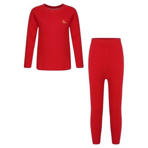 RUNQHUI - RUNQHUI Ensemble Thermique pour Enfant Fille Garçon sous-vêtement Chaud Hiver 2-16 Ans, Rouge, 2-3 ans