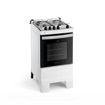 Fogão 4 Bocas Branco com Mesa Inox Atlas Agile Up Bivolt