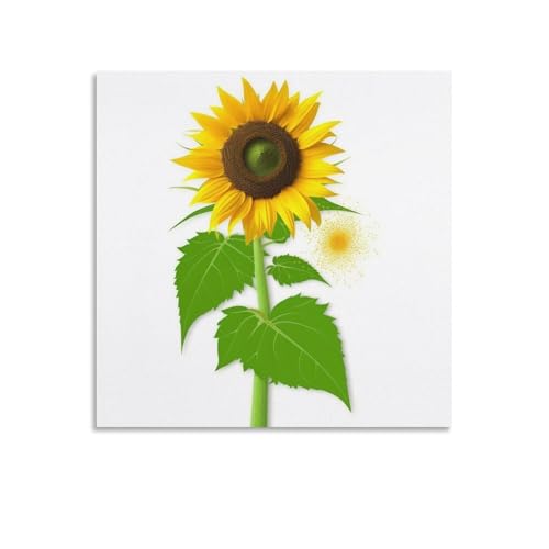 Toile murale abstraite tournesol jaune déco moderne salon tableau sans cadre 70x70cm