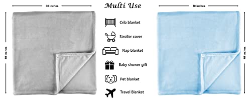 Image of Amazon Brand - Umi Super Soft Single Layered Flannel Baby Blanket - Aqua & Grey | Cozy & Breathable | Warm, Soft, and Comfortable | Perfect for Newborns | Unisex Design for Boys & Girls (Pack of 2)
