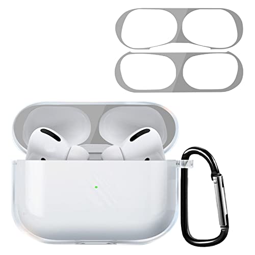 YAODLE AirPod pro �P�[�X�y�_�X�g�K�[�h�t���i�u���b�N�j�z Airpods pro case TPU�f�� ���C�����X�[�d�\ �L�Y�≘��h�~ �w��ɋ��� �t�b�N�t�� �O�ʂ�LED���B��Ȃ� �n�C�u���b�h�J�o�[ �h�o (Airpods pro