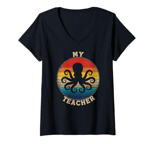 Women's My Octopus Teacher - Retro Kraken V-Neck T-Shirt