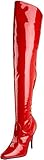 Absatzmaße: ca. 10,2 cm Pleaser Damen Seduce-3010 Oberschenkelhohe Stiefel, Rot (rotes Leder), 42 EU