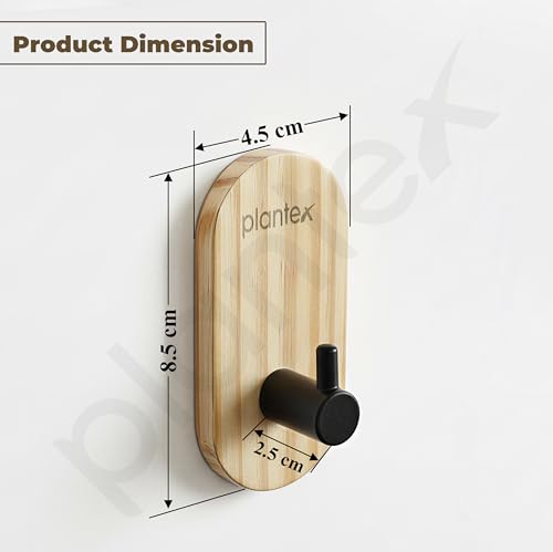 Image of Plantex Wooden Wall Hanging Hook /Bath Towel Hook /Self Adhesive Capsule Robe Hooks for Kitchen /Bathroom /Stylish Home Decor Items - Pack of 6