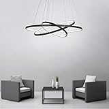 Unitary Brand Modern Black Acrylic Remote Control Nature White and Warm White Dimmable LED 3 Rings Pendant Light Max 90W Painted Finish