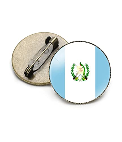 Image of vmcoatdu Round 1 Inch Guatemala Flag Pin International Travel Brooch Metal and Glass Revivalism Style Souvenir Badge for Hat Clothes Backpack